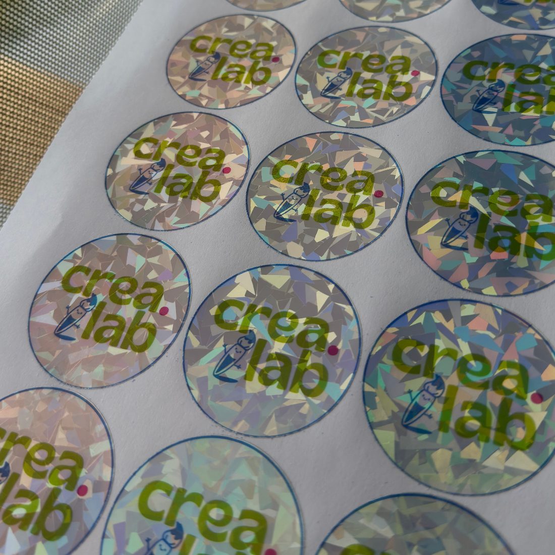 Hoja de sticker personalizados variante Hoja holográfica 5 cm.